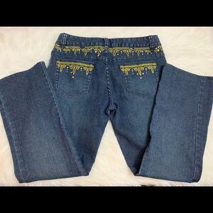 Gold Embroidered Jeans 